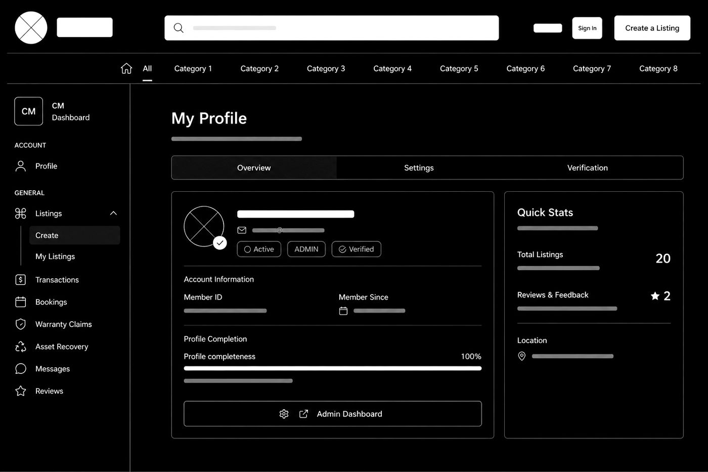 Member dashboard